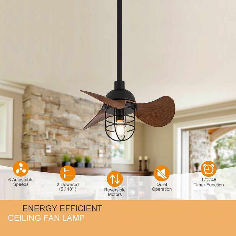 Ceiling Fan with Light – Dark Walnut Design for Small Spaces