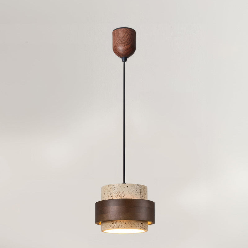 Ascend Wabi-Sabi Bedside Lamp – Retro Minimalist Design in Travertine & Wood