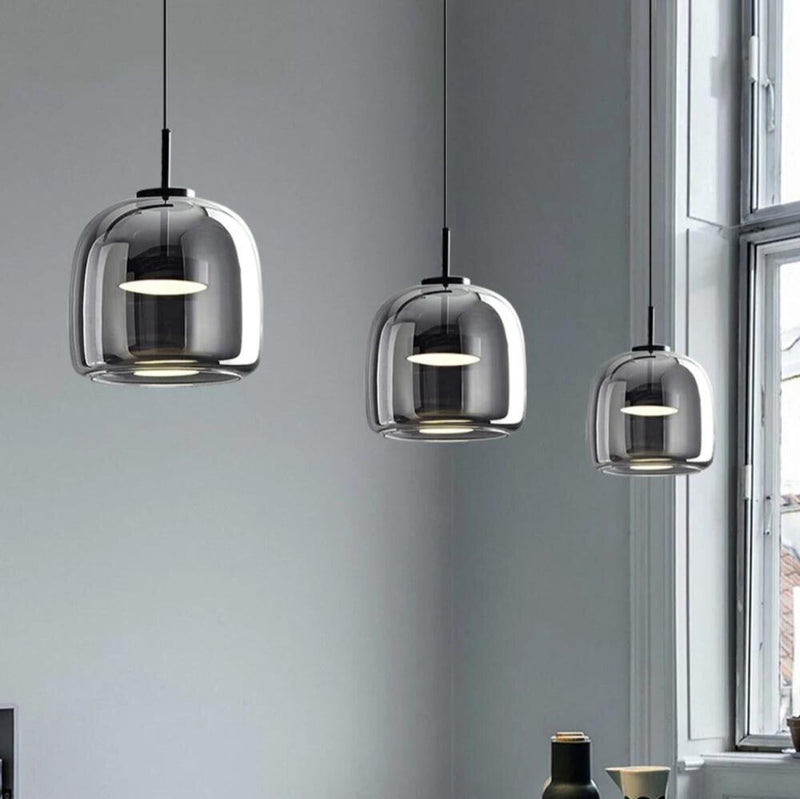 Nordic Black Glass Pendant Light – Elegant Modern Design with LED Lighting