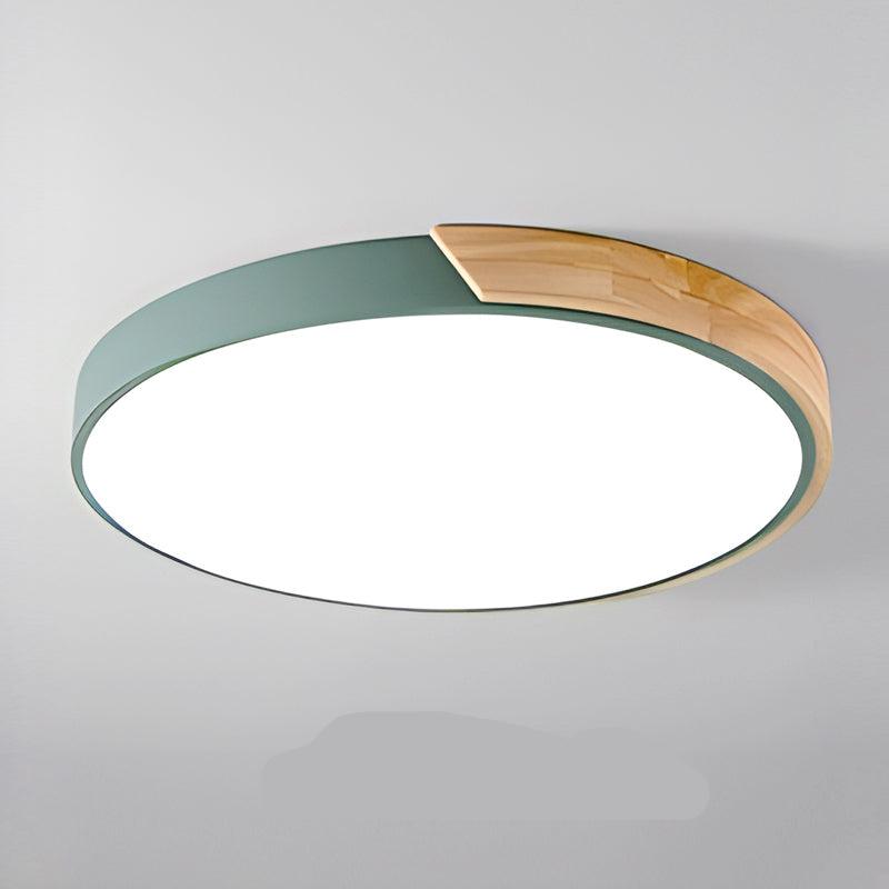 Nordic Wooden Macaroon LED Ceiling Light – Modern Wood & Metal Design