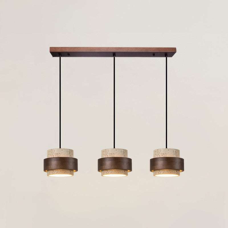 Ascend Wabi-Sabi Bedside Lamp – Retro Minimalist Design in Travertine & Wood