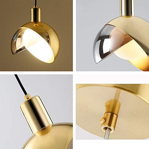 Modern Glass &amp; Gold Pendant Light – Nordic Design with Smoked Shade