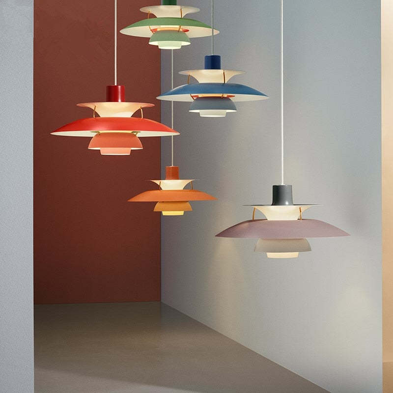 Morandi LED Pendant Lamp – Modern Colored Metal Hanging Light