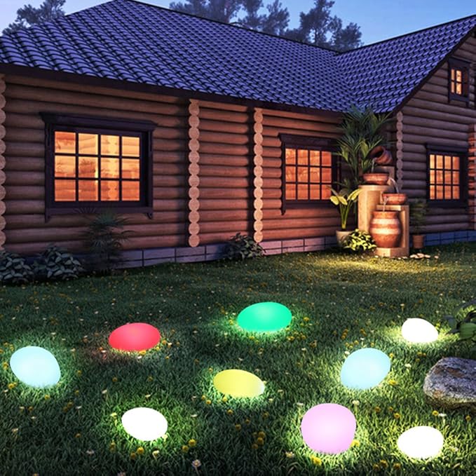 Cobblestone LED Garden Light – Waterproof Outdoor Lamp with Remote & 16 Colours