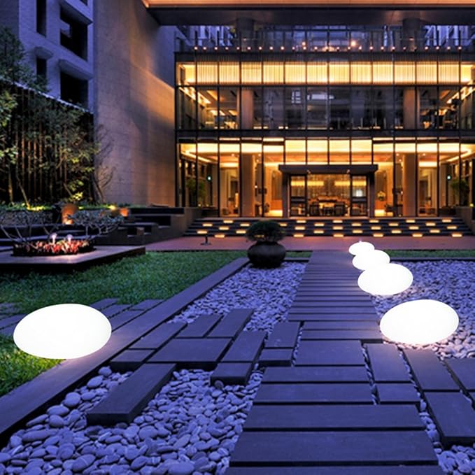 Cobblestone LED Garden Light – Waterproof Outdoor Lamp with Remote & 16 Colours