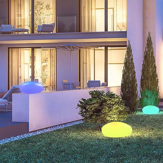 Cobblestone LED Garden Light – Waterproof Outdoor Lamp with Remote & 16 Colours