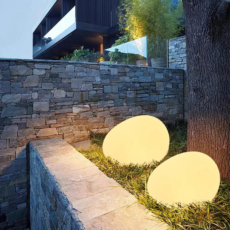Cobblestone LED Garden Light – Waterproof Outdoor Lamp with Remote & 16 Colours