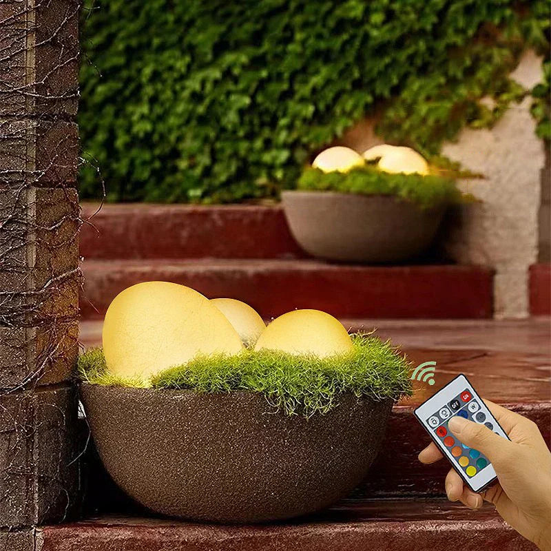 Cobblestone LED Garden Light – Waterproof Outdoor Lamp with Remote & 16 Colours