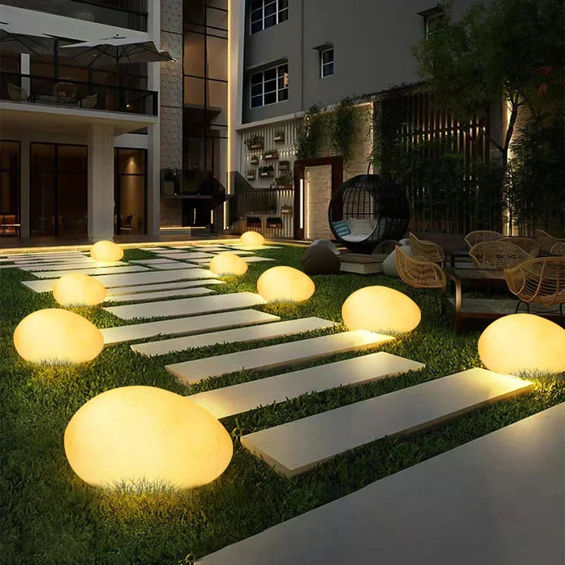 Cobblestone LED Garden Light – Waterproof Outdoor Lamp with Remote & 16 Colours