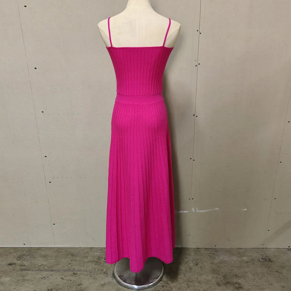 Women’s Long Pleated Maxi Dress – Polyester Spandex Fabric