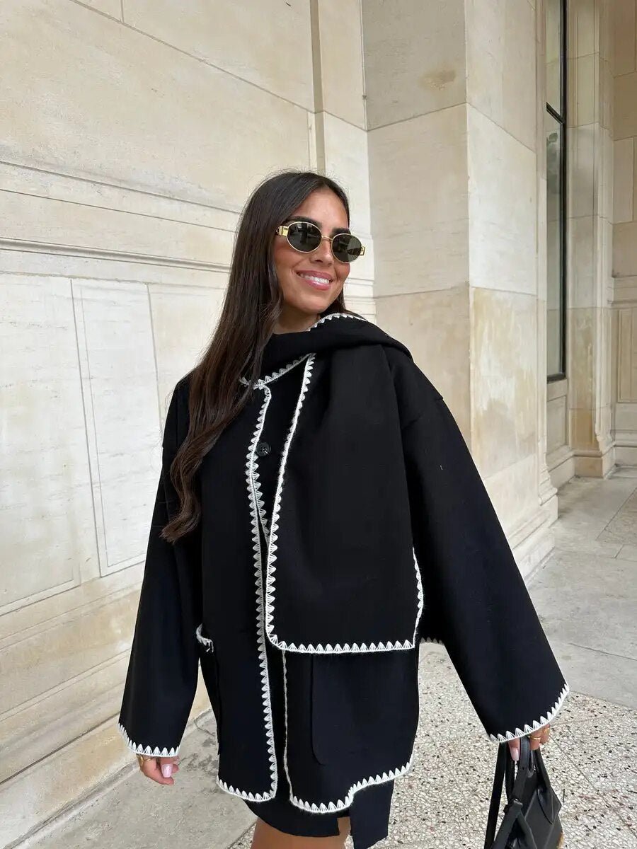 Women’s Winter Coat with Integrated Collar – Long Sleeve, Warm Lined, Classic Fit