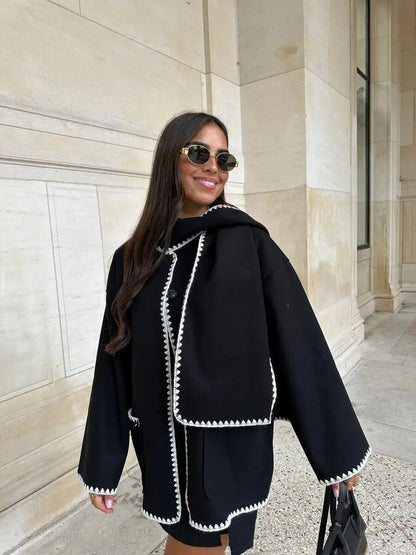 Women’s Winter Coat with Integrated Collar – Long Sleeve, Warm Lined, Classic Fit