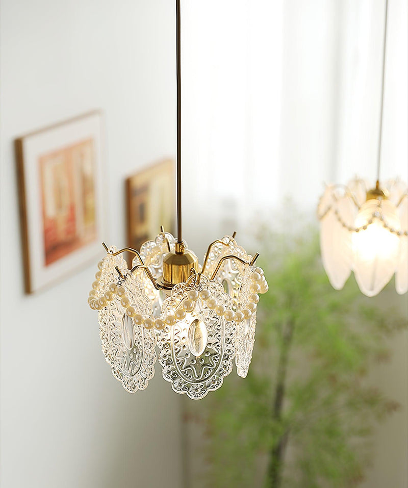 Floral Glass Pendant Light – Elegant & Nature-Inspired LED Design