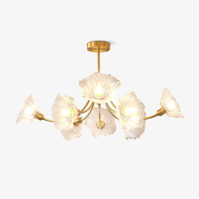 Kalin Glass &amp; Brass Chandelier – Elegant Floral Design for Living & Dining Rooms
