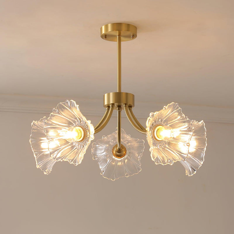 Kalin Glass &amp; Brass Chandelier – Elegant Floral Design for Living & Dining Rooms