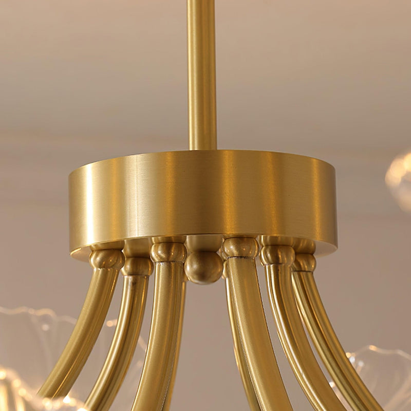 Kalin Glass &amp; Brass Chandelier – Elegant Floral Design for Living & Dining Rooms