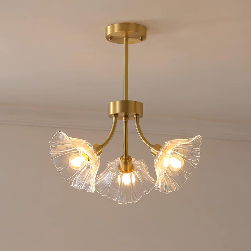 Kalin Glass &amp; Brass Chandelier – Elegant Floral Design for Living & Dining Rooms