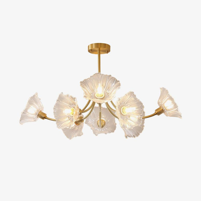 Kalin Glass &amp; Brass Chandelier – Elegant Floral Design for Living & Dining Rooms
