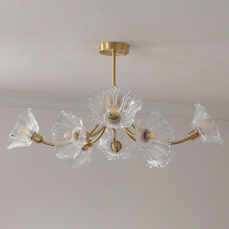 Kalin Glass &amp; Brass Chandelier – Elegant Floral Design for Living & Dining Rooms