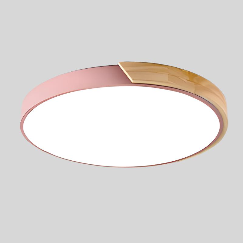 Nordic Wooden Macaroon LED Ceiling Light – Modern Wood & Metal Design