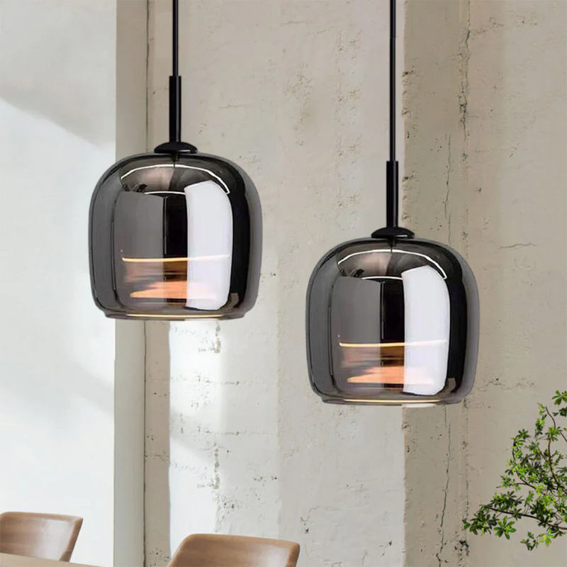 Nordic Black Glass Pendant Light – Elegant Modern Design with LED Lighting