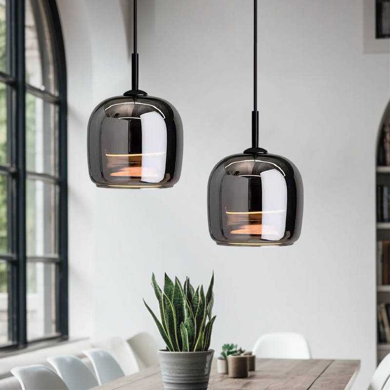 Nordic Black Glass Pendant Light – Elegant Modern Design with LED Lighting