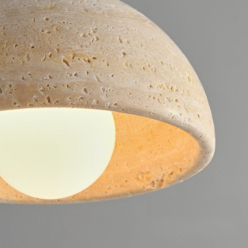 Natural Marble Pendant Light – Elegant LED Lamp in Wood & Marble
