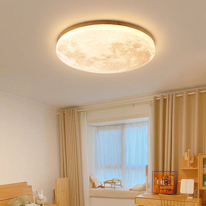 Minimalist Moon LED Ceiling Light – Modern Wood & Acrylic Design