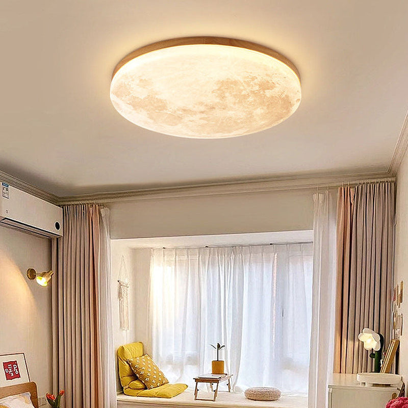Minimalist Moon LED Ceiling Light – Modern Wood & Acrylic Design
