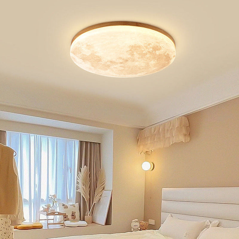Minimalist Moon LED Ceiling Light – Modern Wood & Acrylic Design