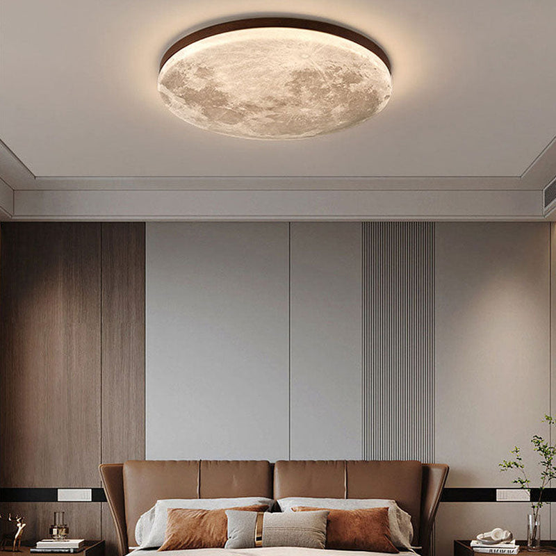 Minimalist Moon LED Ceiling Light – Modern Wood & Acrylic Design