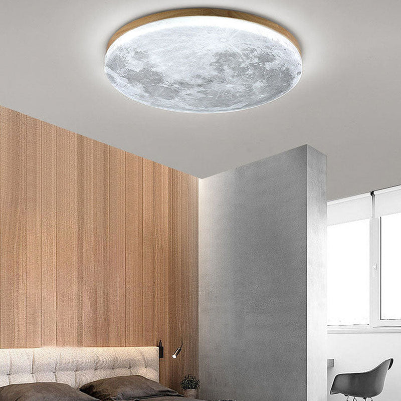 Minimalist Moon LED Ceiling Light – Modern Wood & Acrylic Design