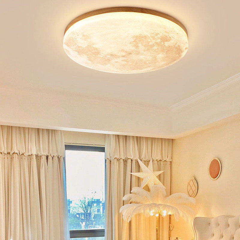 Minimalist Moon LED Ceiling Light – Modern Wood & Acrylic Design