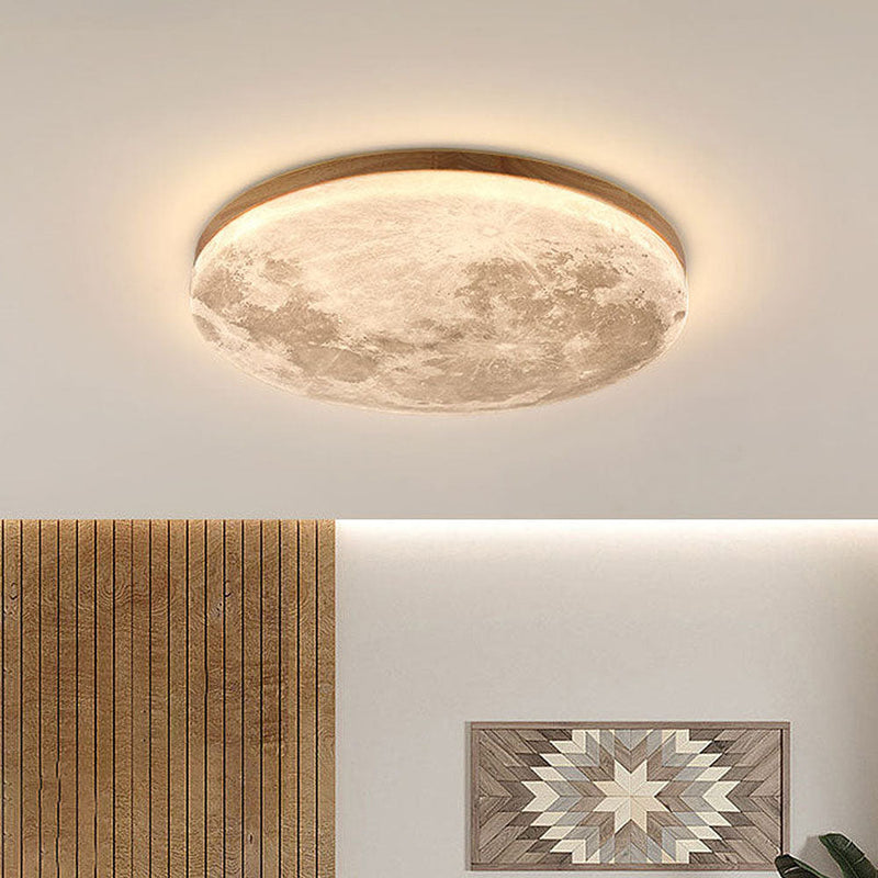 Minimalist Moon LED Ceiling Light – Modern Wood & Acrylic Design