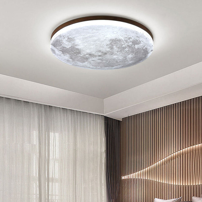 Minimalist Moon LED Ceiling Light – Modern Wood & Acrylic Design