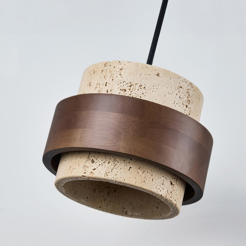 Ascend Wabi-Sabi Bedside Lamp – Retro Minimalist Design in Travertine & Wood
