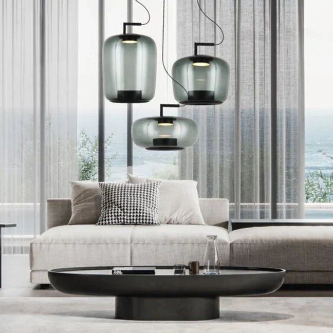 Modern LED Pendant Light – Glass &amp; Aluminum Fixture for Kitchen & Dining