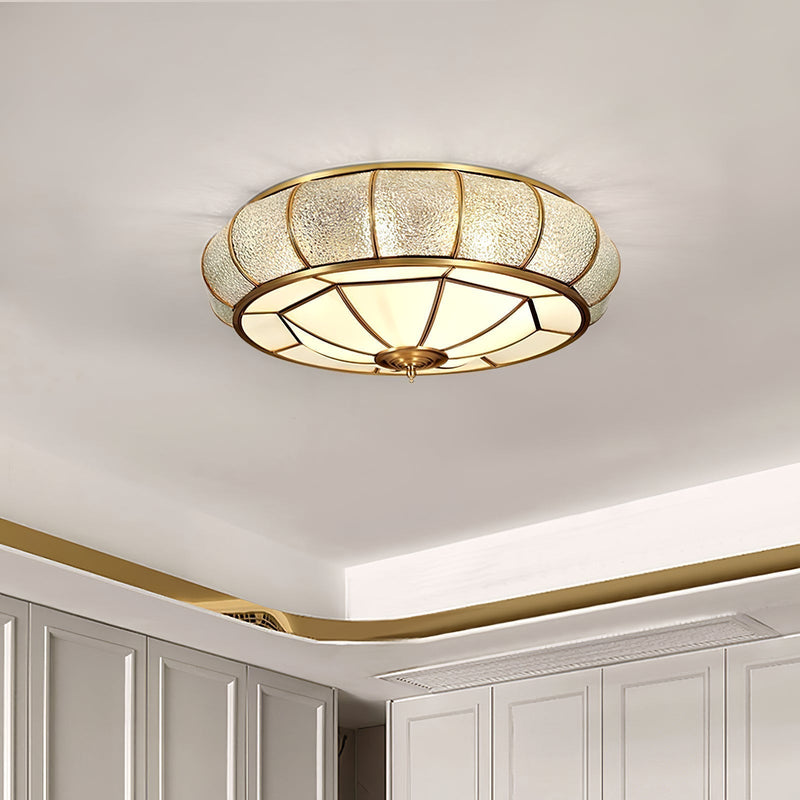 Round Textured Glass LED Ceiling Light – Elegant & Modern for Bedroom &amp; Living Room