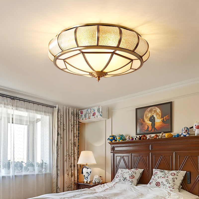 Round Textured Glass LED Ceiling Light – Elegant & Modern for Bedroom &amp; Living Room