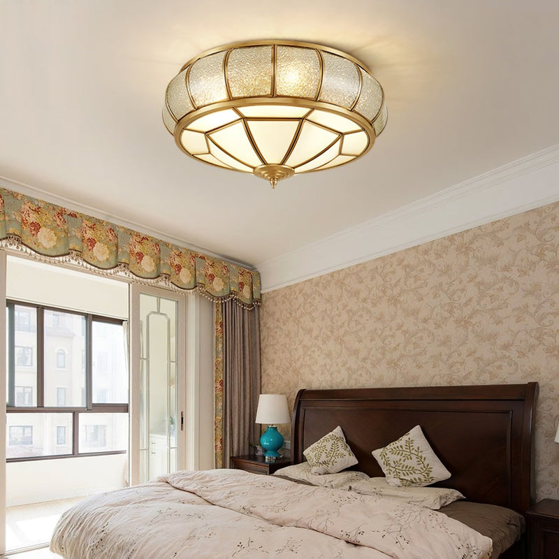 Round Textured Glass LED Ceiling Light – Elegant & Modern for Bedroom &amp; Living Room