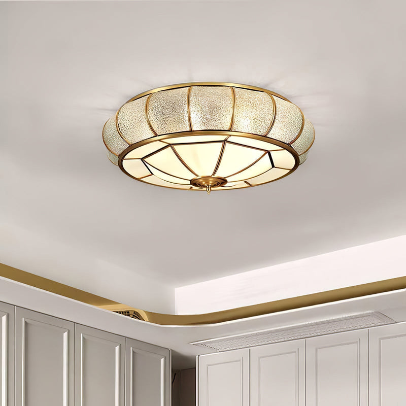 Round Textured Glass LED Ceiling Light – Elegant & Modern for Bedroom &amp; Living Room