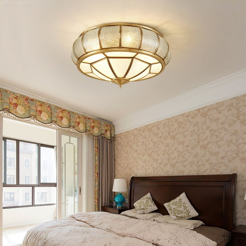 Round Textured Glass LED Ceiling Light – Elegant & Modern for Bedroom &amp; Living Room
