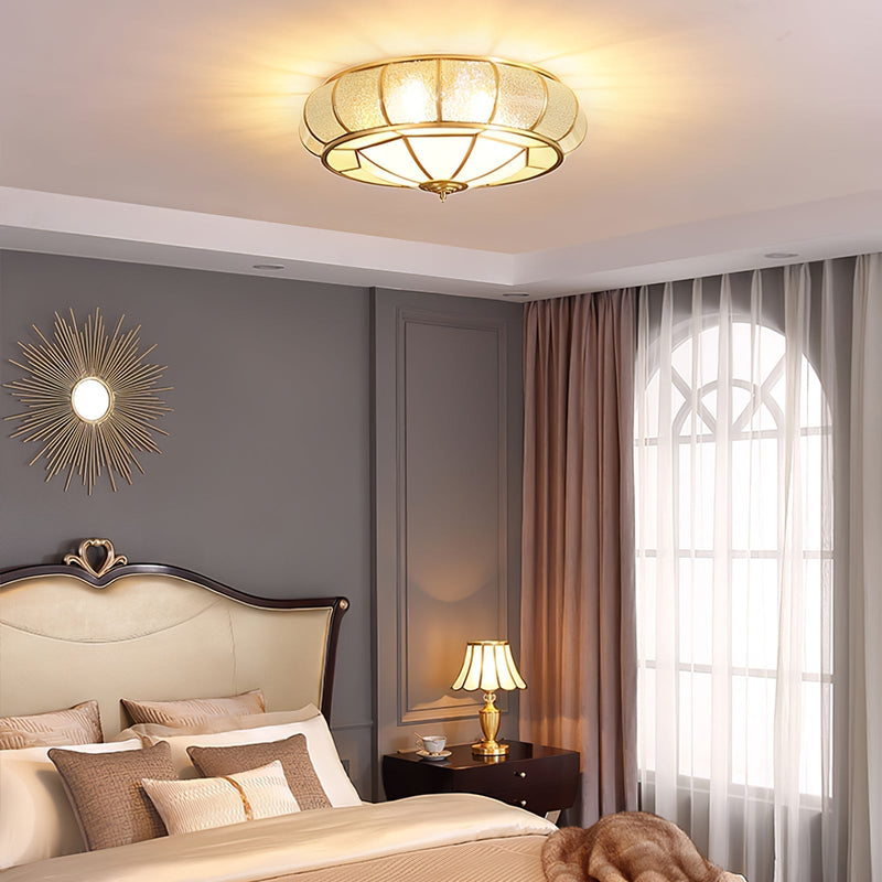 Round Textured Glass LED Ceiling Light – Elegant & Modern for Bedroom &amp; Living Room