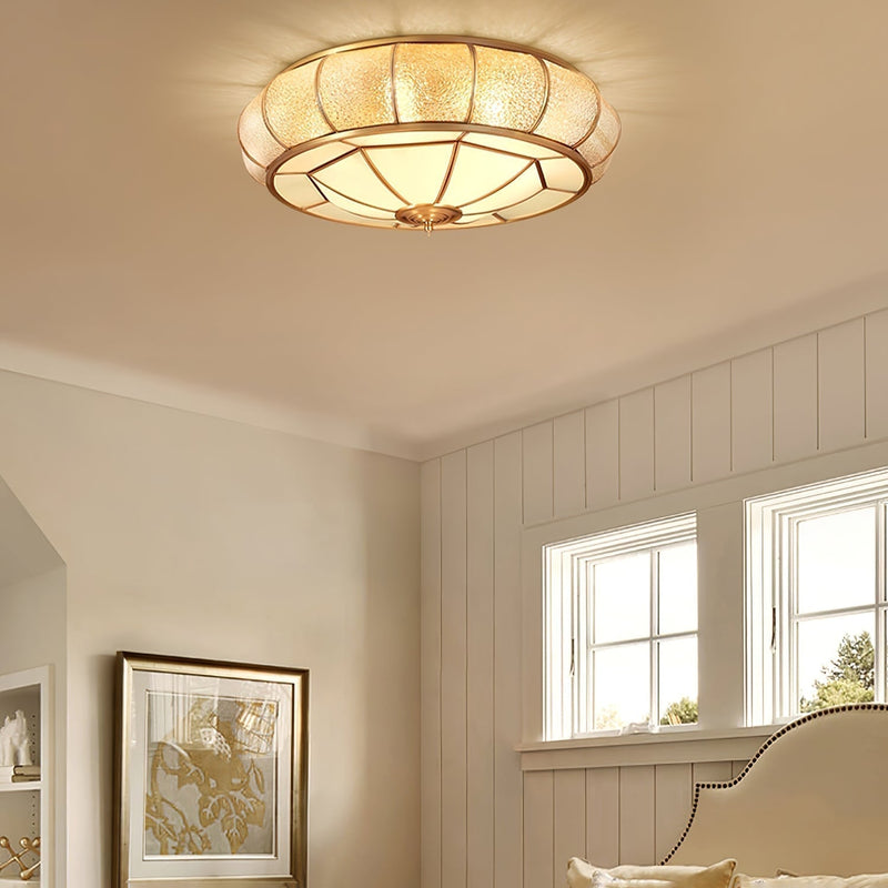 Round Textured Glass LED Ceiling Light – Elegant & Modern for Bedroom &amp; Living Room