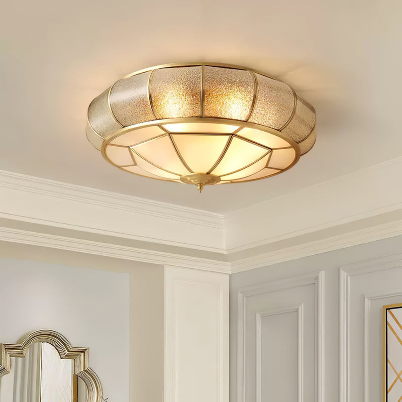 Round Textured Glass LED Ceiling Light – Elegant & Modern for Bedroom &amp; Living Room