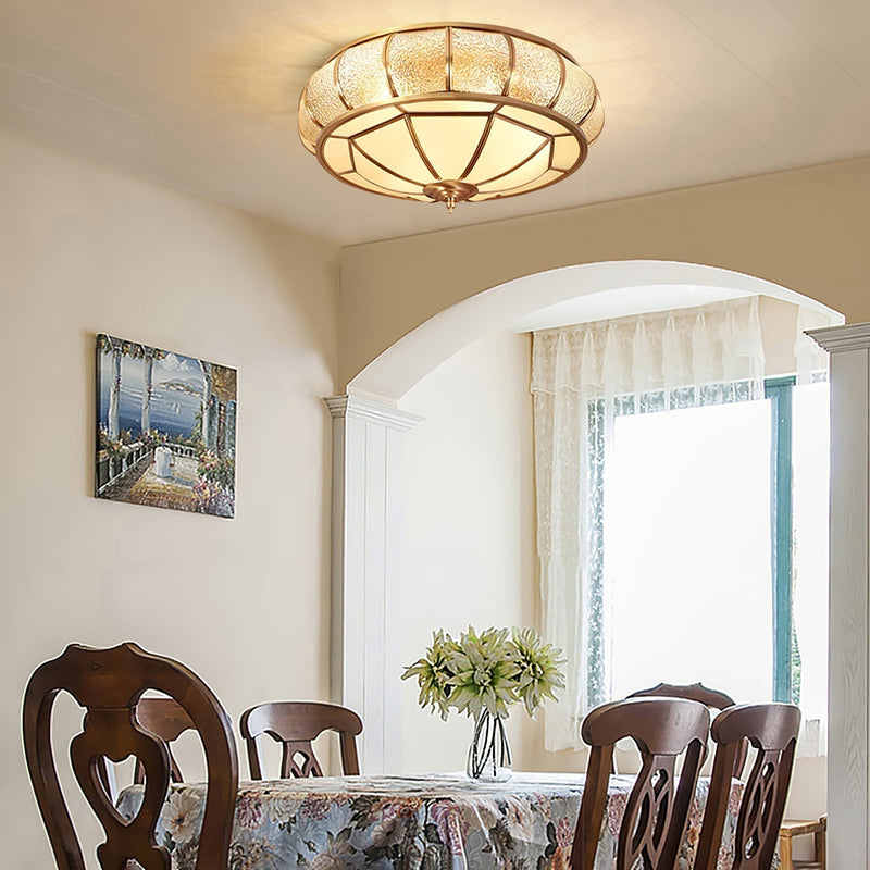 Round Textured Glass LED Ceiling Light – Elegant & Modern for Bedroom &amp; Living Room