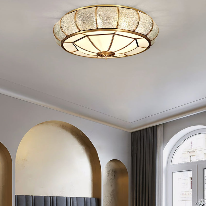 Round Textured Glass LED Ceiling Light – Elegant & Modern for Bedroom &amp; Living Room