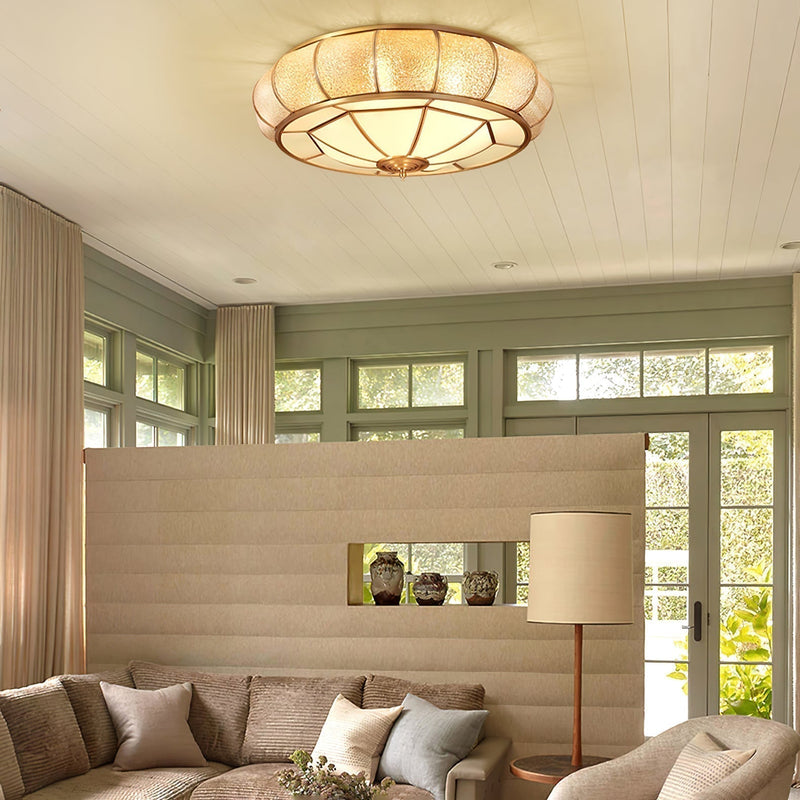 Round Textured Glass LED Ceiling Light – Elegant & Modern for Bedroom &amp; Living Room