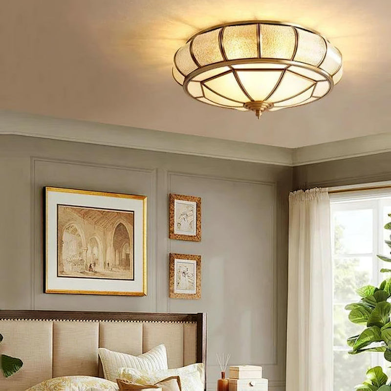 Round Textured Glass LED Ceiling Light – Elegant & Modern for Bedroom &amp; Living Room