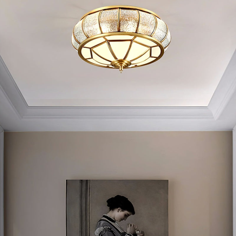 Round Textured Glass LED Ceiling Light – Elegant & Modern for Bedroom &amp; Living Room